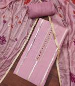 Women's mauve premium roman cotton embroidered unstitched dress material