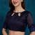navy blue designer ribbon work georgette saree with blouse