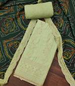 Women's mint premium roman cotton embroidered handwork unstitched dress material