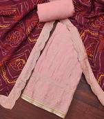 Women's peach premium roman cotton embroidered handwork unstitched dress material