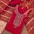 Women's red silk embroidered unstitched dress material
