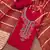 Women's red silk embroidered unstitched dress material