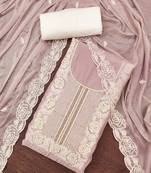 Women's onion premium roman cotton embroidered handwork unstitched dress material