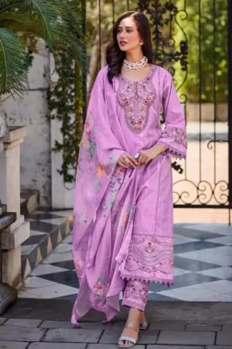 Kaynat lavender light lavender embroidered blended kurta sets