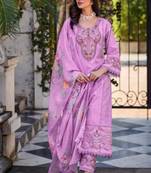 Kaynat lavender light lavender embroidered blended kurta sets