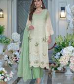 Kaynat fern green embroidered blended kurta sets