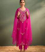 Ira rose pink embroidered art silk kurta sets