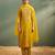 Ira amber light yellow embroidered art silk kurta sets