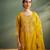 Ira amber light yellow embroidered art silk kurta sets
