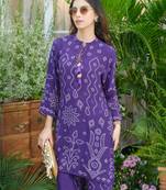 Palash vio light purple printed blended kurta sets