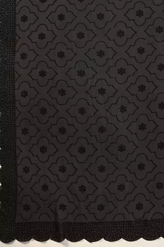 Trendmalls Black Georgette swarovski work Saree with Unstitched Blouse Piece