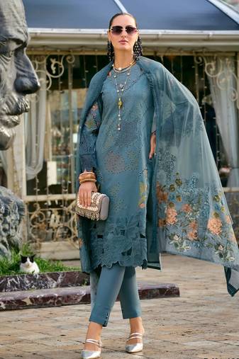 Ayat teal dark teal embroidered blended kurta sets