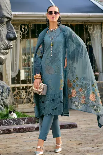Ayat teal dark teal embroidered blended kurta sets