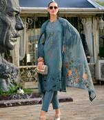 Ayat teal dark teal embroidered blended kurta sets