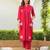 Nabha rose red embroidered cotton kurta sets