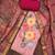 Women's pink jam cotton print handwork unstitched dress material