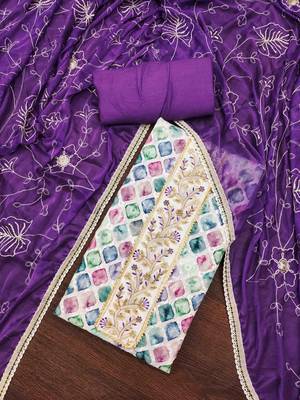 Women's multicolor cambric cotton digital handwork unstitched dress material 1