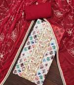 Women's multicolor cambric cotton digital handwork unstitched dress material