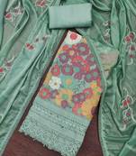 Women's pistapremium roman cotton embroidered unstitched dress material