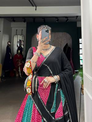 Rayon Bandhej Ajarakh Print Gamthi Lace Detailing Lehenga choli 5