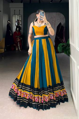 Gamthi Work Rayon Lehenga Choli with Gotta Patti Lace Detailing