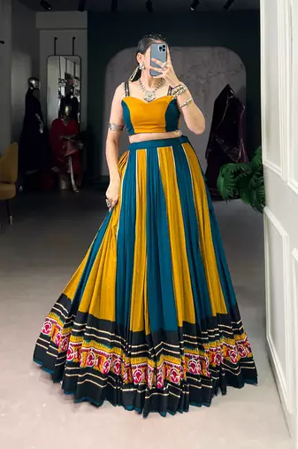 Gamthi Work Rayon Lehenga Choli with Gotta Patti Lace Detailing