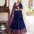 Navy blue tussar Silk Embossed Gamthi Print Lehenga choli