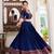 Navy blue tussar Silk Embossed Gamthi Print Lehenga choli