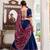 Navy blue tussar Silk Embossed Gamthi Print Lehenga choli
