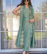 Pastel Green Embroidered Ethnic Suit