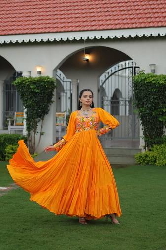 Vibrant elegance in traditional yellow gown