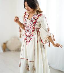 white kurta set with mirror work