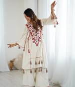 white kurta set with mirror work 