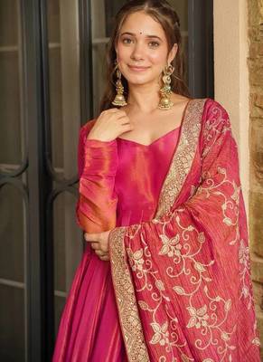 Pink Anarkali with Embroidered Dupatta 2