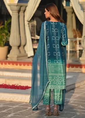 blue bandhani print kurta set 3