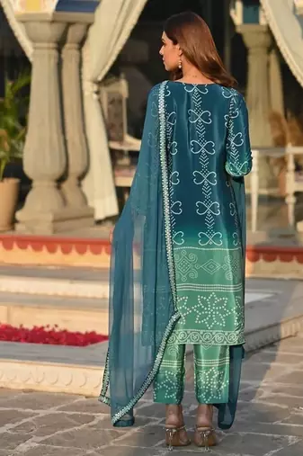 blue bandhani print kurta set