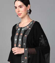 Elegant black embroidered kurta set
