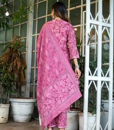 Blush pink floral printed cotton suit set