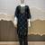 Elegant black printed kurta set with embroidered yoke