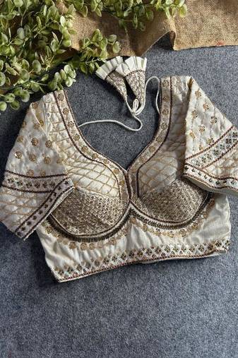 Wine Italian Silk Codding Sequence Peacock Work Bridal Blouse alterable upto 42 size