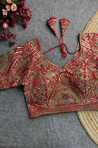 Gold Color Full Sleeve Partywear Blouse alterable upto 42 size