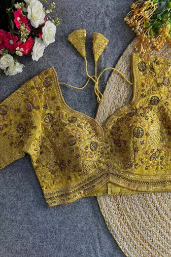 Rani Velvet Embroidery and Diamond Handwork Bridal Blouse alterable upto 42 size
