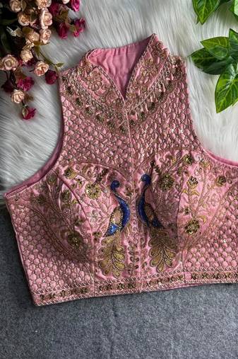 Mehndi Color Navratri Special Readymade Blouse with Mirror Work alterable upto 42 size