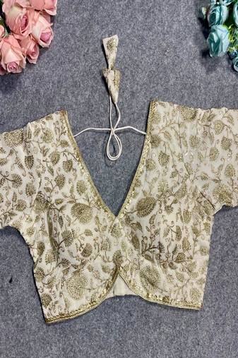 Green Color Heavy Velvet Real Diamond Work Blouse alterable upto 42 size