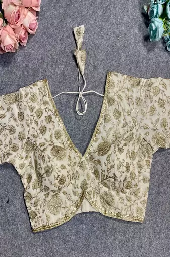 Green Color Heavy Velvet Real Diamond Work Blouse alterable upto 42 size