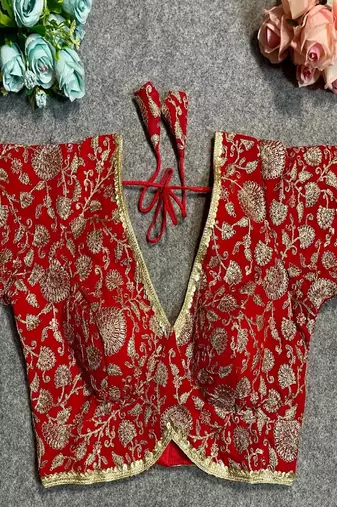 Green Color Bridal Bliss Apple-Cut Codding Work Blouse alterable upto 42 size