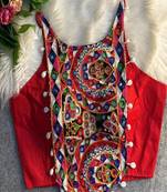 Red Color Heavy Embroidered Readymade Blouse for Navratri