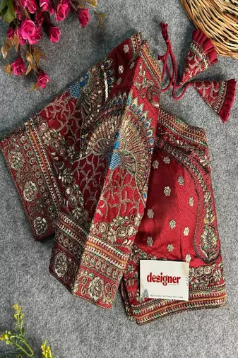 Maroon Color Bridal Bliss Apple-Cut Codding Work Blouse