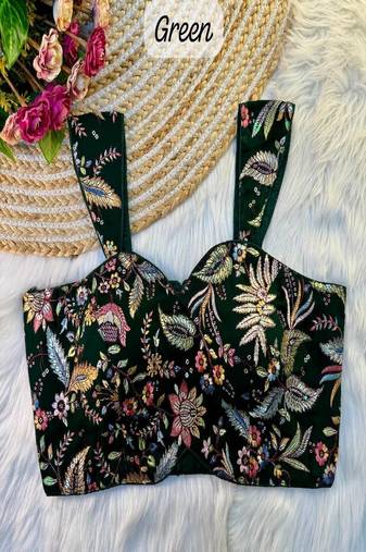 Green Color Readymade Georgette Sleeveless Blouse For Navratri