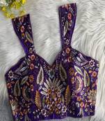 Purple Color Readymade Georgette Sleeveless Blouse For Navratri